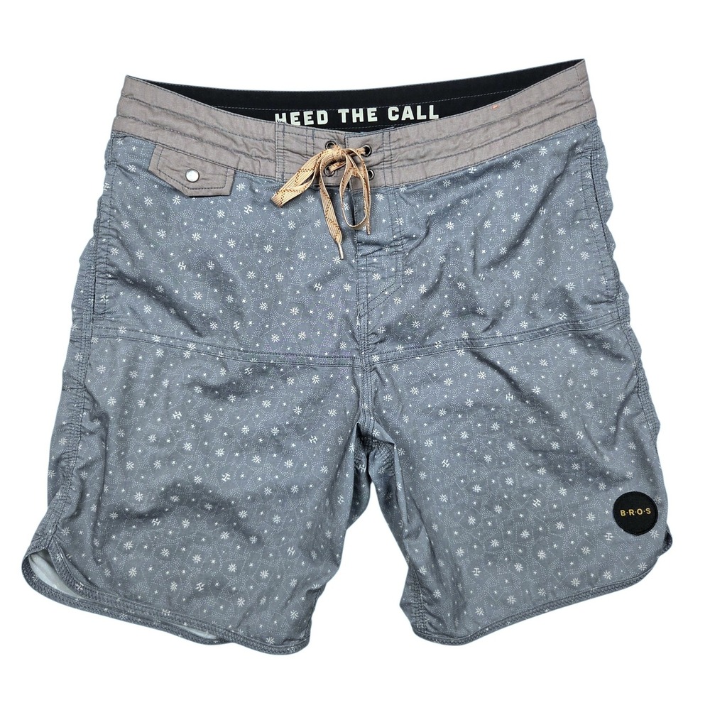 Howler Brothers Stretch Vaquero Board Shorts Mens 33 Grey Heed The Call Trunks